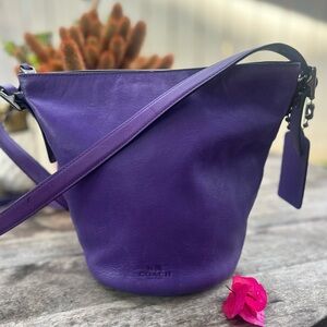 Authentic Y2K Coach Vintage Bleeker  Purple Suffra Leather Bucket Messenger Bag